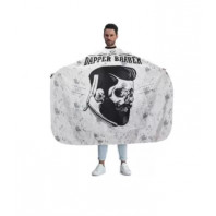 MAXI CAPE DAPPER BARBER-CRANE Grise-Noir CLIP