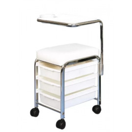 Tabouret Manisit  3 Tiroirs +Tablette  Blanc