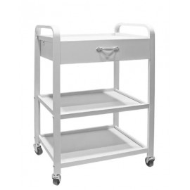 Table Esthe  Nevada-3 Blanche 1 tiroir 3 Plateaux